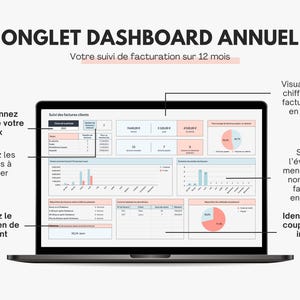Tableau de bord annuel suivi des factures sur Excel et Google sheets