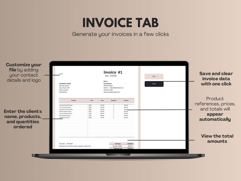Automated Invoice Template Editable Small Business Invoice Invoice