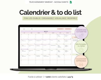 Google Sheets Monthly Calendar Monthly Planner To Do List | Printable Task Organizer | Digital Planner Time Management