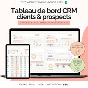 CRM suivi clients et prospects tableau de bord auto-entrepreneurs freelancer｜Tableau de suivi gestion clients Google sheets template