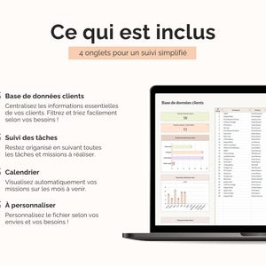 Onglet fichier suivi client freelance et entrepreneur Google sheets