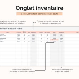 Inventaire de produits et suivi des stocks Google sheets
