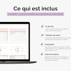 To-do list et calendrier automatisé Google Sheets | Checklist planificateur suivi de tâches en français