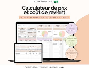 Product sales price and cost price calculator | Profitability margin calculation template for Excel and Google Sheets