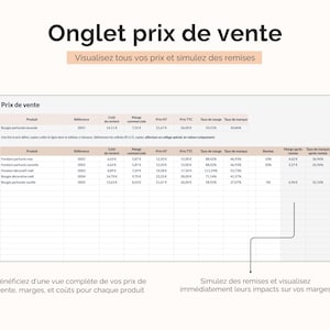 Liste des prix de vente et simulation de remises Google sheets