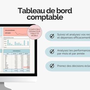 Grâce au tableau de bord comptable sur Excel et Google sheets :
Suivez et analysez vos recettes et dépenses efficacement
Analysez les performances par mois et par année
Prenez des décisions éclairées