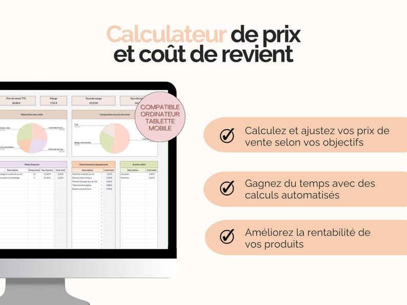 Avantages calculateur de prix de vente Google sheets