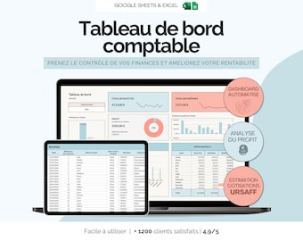 Redovisningsinstrumentpanel | Spårning av inkomster och utgifter för egenföretagare | Instrumentpanelsmall | Excel/Google Sheets-mall
