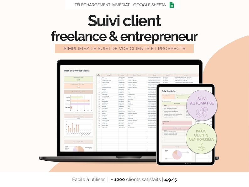 Suivi client freelance et entrepreneur Google sheets