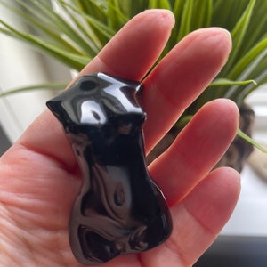 Divine Feminine Crystal Figurine | 2” Carved Goddess Statue in Obsidian, Rose Quartz, or Jade