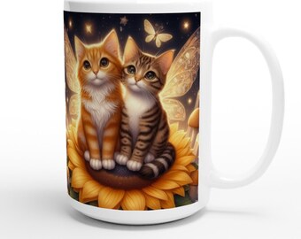 Sunflower Cats 15oz Ceramic Mug