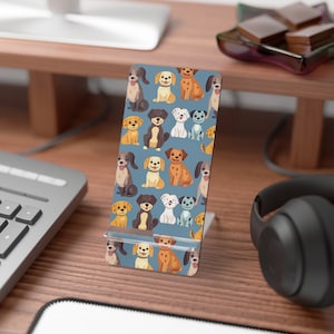 Lindo soporte de teléfono para perros / Perros de dibujos animados / Soporte portátil / compacto / Decoración de oficina / Soporte de viaje / Amante de los perros / Amante de los animales