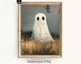Halloween Ghost Painting Spooky Season Halloween Print Vintage Halloween Poster Ghost Halloween Decor Painting Digital Download