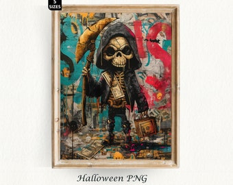 Halloween Poster Ghost Spooky Season Halloween Painting Vintage Halloween Ghost Print Halloween Decor Painting Digital Download