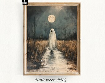 Halloween Printable Ghost Painting Spooky Season Halloween Print Vintage Halloween Poster Ghost Halloween Decor Painting Digital Download