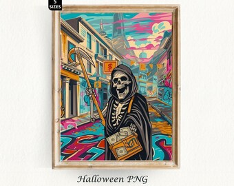 Halloween Ghost Print Spooky Season Halloween Witch Vintage Halloween Poster Ghost Decor Halloween Painting Digital Download