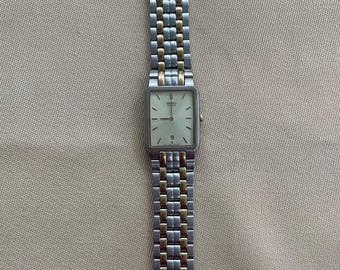Vintage Seiko Watch • Two-tone Square, Champagne Dial • Day