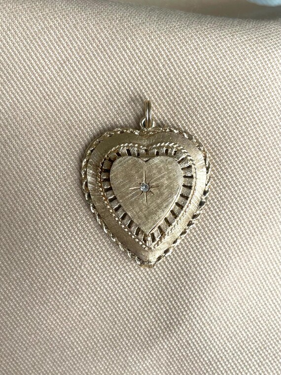 Statement Diamond Heart Locket • Vintage 14k Gold… - image 6