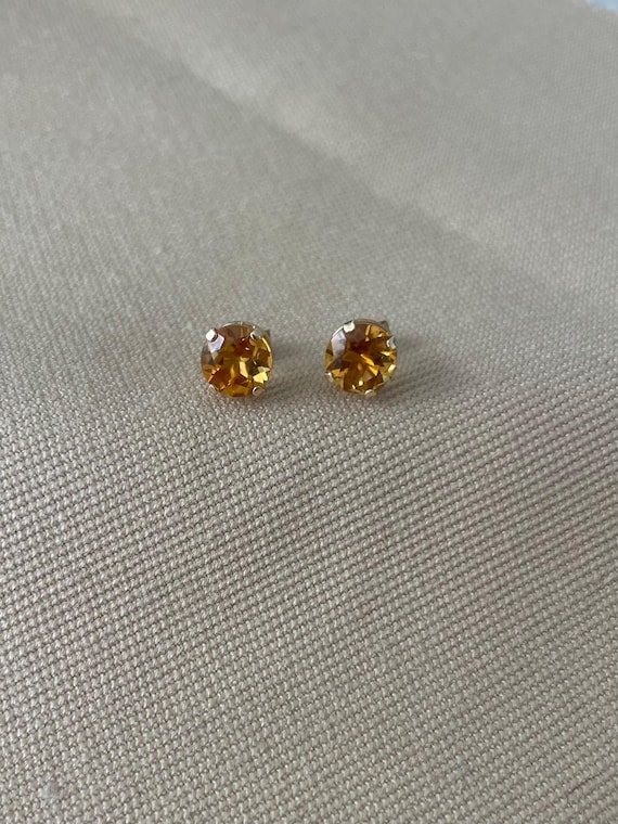 Citrine Stud Earrings in 14k Gold