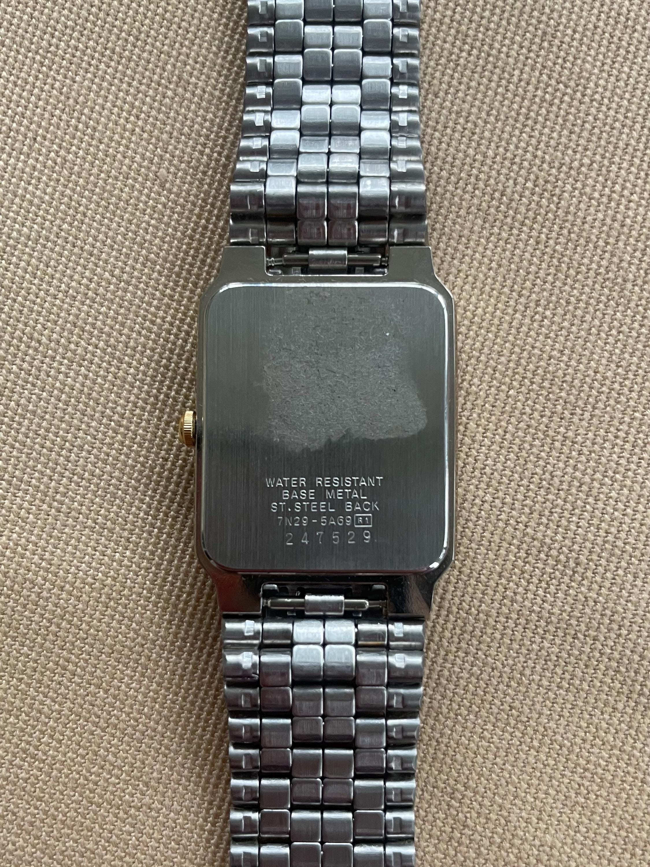 Vintage Seiko Watch • Two-tone Square, Champagne Dial • Day