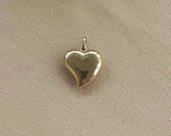 14k Gold große gebogene Herz Anhänger • Vintage Liebe Charme • Made in Italien