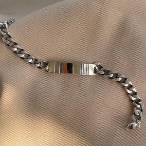 Vintage French Silver ID Bracelet Michel, 1970s Chunky Jewellery