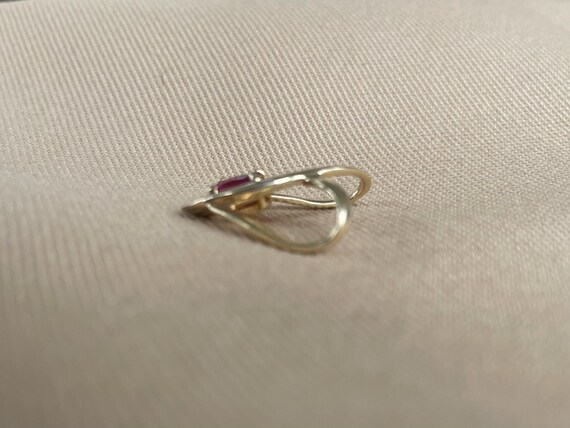 14k Gold Loop Pendant with Ruby • Vintage Oval Ru… - image 4