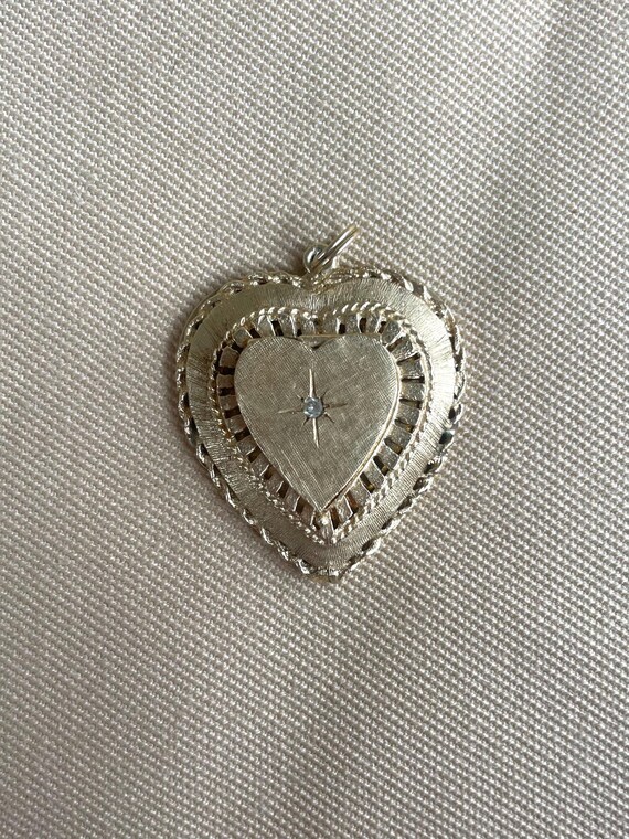 Statement Diamond Heart Locket • Vintage 14k Gold… - image 3