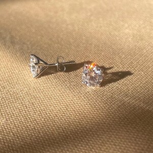 Two Carat Lab Grown Diamond Stud Earrings • 14k White Gold 4 Prong Setting • D/E Color VS1 Clarity