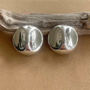 Sterling Silber Kreis Statement Ohrclips • Vintage hohle Silber Creolen • gewagter Retro Schmuck