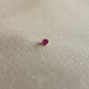 Single Ruby Stud Earring in 14K Gold