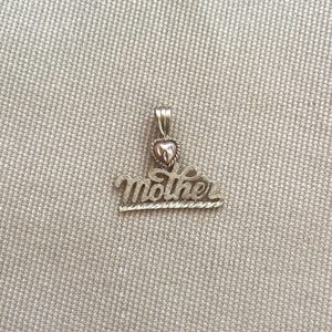 14k Gold “Mother” with Heart Charm • Vintage Yellow & Rose Gold Pendant • Gift for Mom