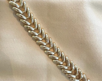 14k Gold Pfeil Gliederarmband • Italienische Vintage Interlocking Gliederarmband • Gewagter Statement Goldschmuck