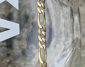 Collar de cadena Figaro de oro de 14k • Collar de cadena de oro vintage