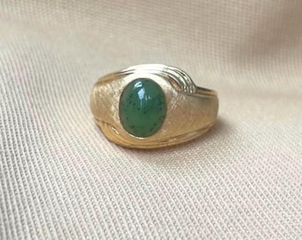 オーバル翡翠ゴールドリング - Etsy 日本