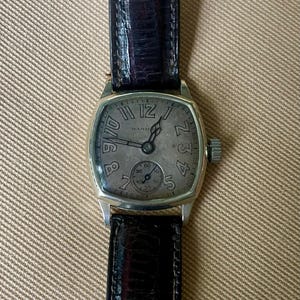 Vintage Hamilton Watch • Square Case • Gray Dial • Sub-Seconds • Brown Leather Strap • Men’s Midcentury Timepiece