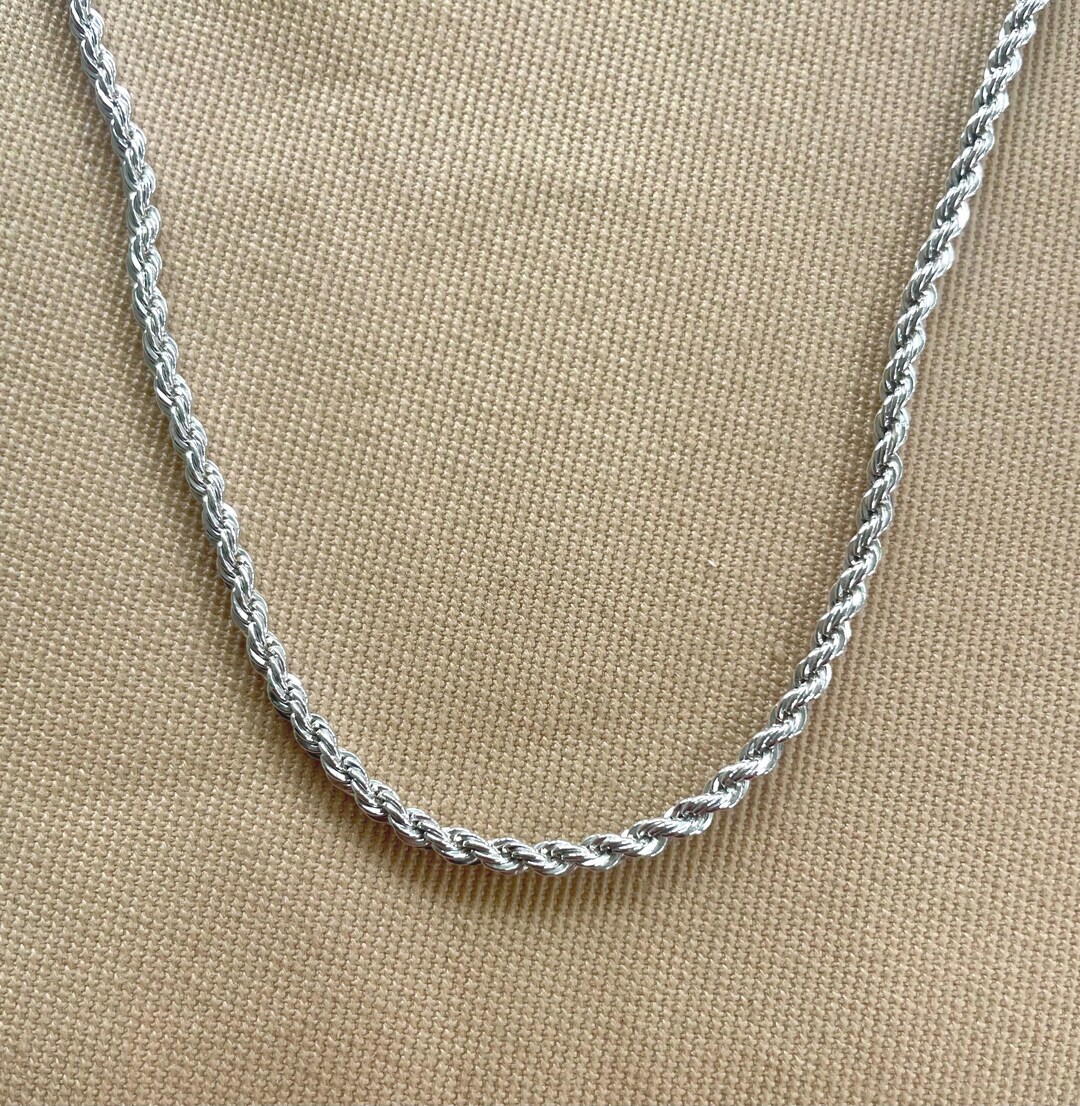 Back Rope Chain Silver Vintage Sterling Silver Rope Chain Necklace - Etsy
