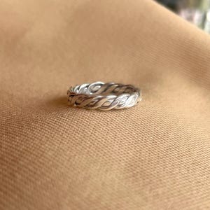 Sterling Silver Braided Rope Ring • Vintage Stackable Silver Ring • Unique Handmade Jewelry