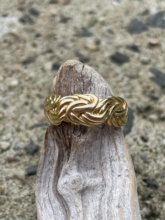 14k Gold Rope Ring • Vintage Gold Ring • Unique Vintage Ring • Interwoven Band