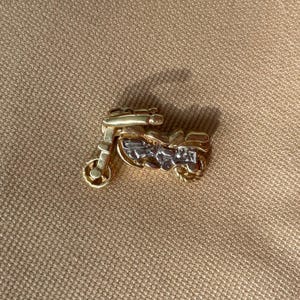 14k Gold Motorcycle Pendant • Movable Wheels & Handlebars • Vintage Motorcycle Charm • 14k Gold Motorbike Pendant • Unique Vintage Charm