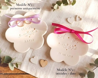 Coupelle porte alliances 2 MODÈLES personnalisables en argile - Support présentoir bagues - Fiançailles - Mariage - Cadeau personnalisé