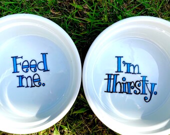 Hand Painted, Personalized Pet Bowl Set!! Matching Food & Water Bowls with your choice of colors! FREE SHIPPING!!