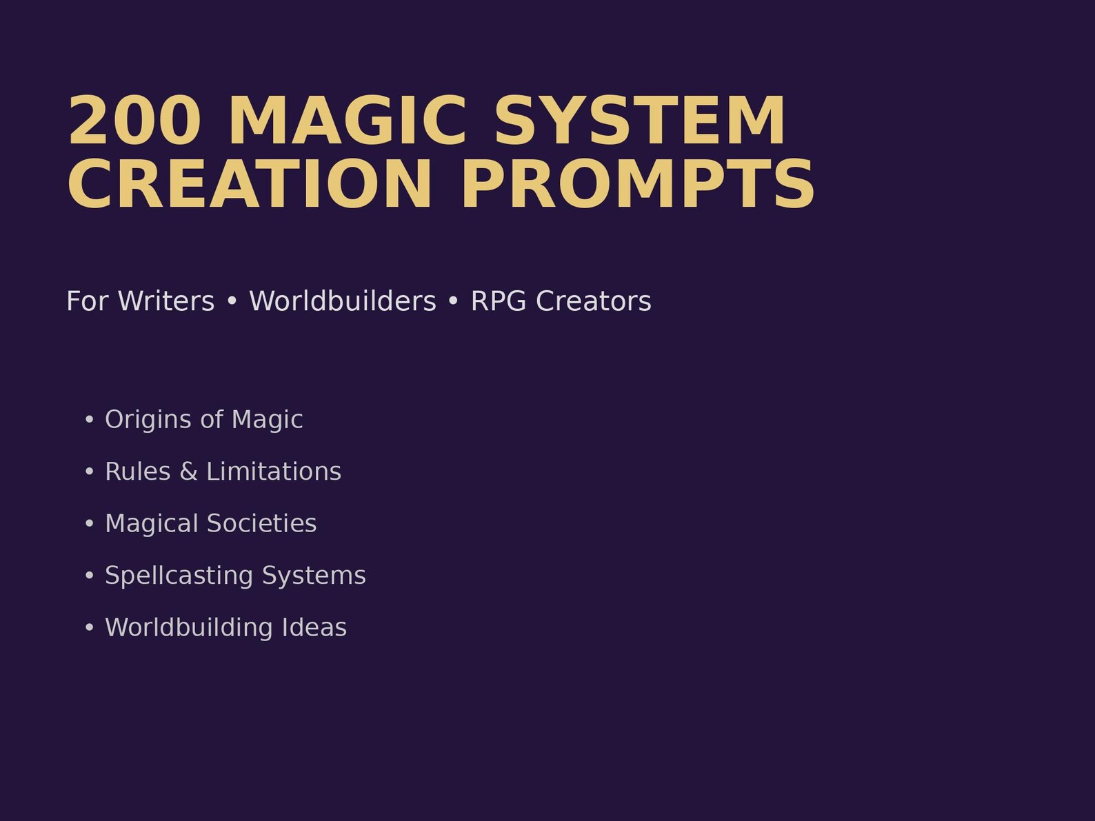 200 Magic System Creation Prompts – Fantasy Worldbuilding Ideas (PDF ...