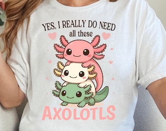 Kawaii Axolotl T-Shirt: Gamer, Coffee Lover, Bookworm Gift