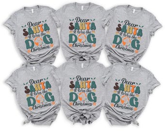 Camiseta navideña personalizada con el perro "Querido Papá Noel", camiseta familiar a juego