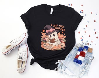 Retro Ghost Reading Sweatshirt, Librarian Halloween Teacher Shirt