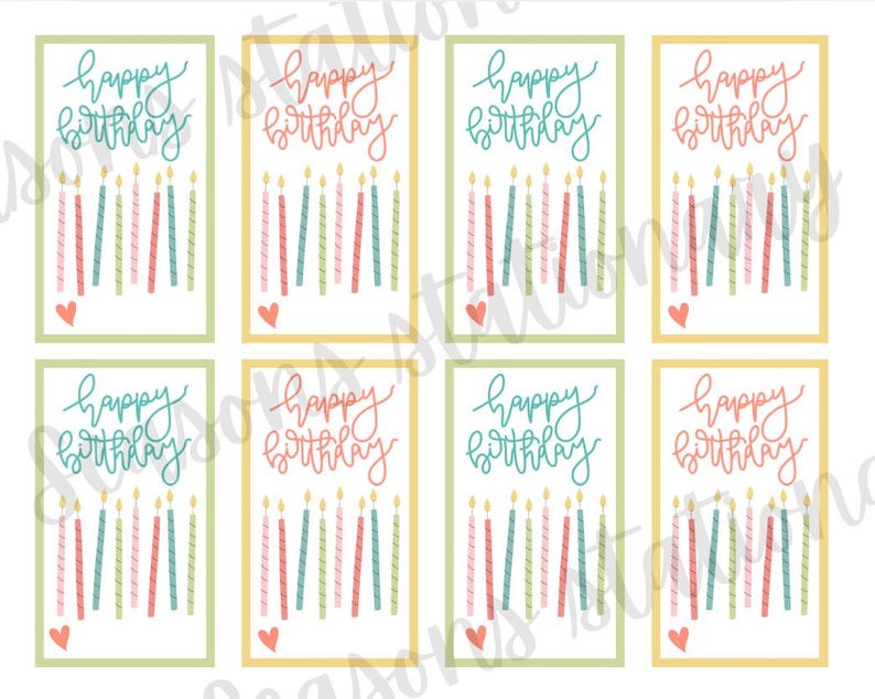 Rectangle Bday Card Student Happy Birthday Treat Tags and Certificate - Etsy