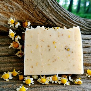 Vegan Chamomile Soap Bar: Handmade Natural Soap for Sensitive Skin (4.5oz) image 1