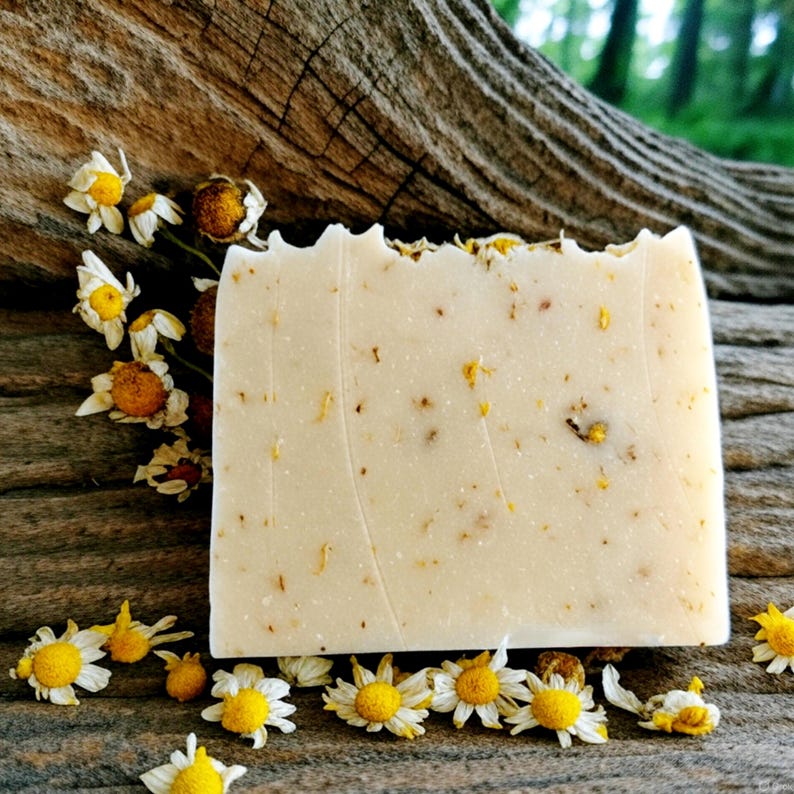 Vegan Chamomile Soap Bar: Handmade Natural Soap for Sensitive Skin (4.5oz) image 1