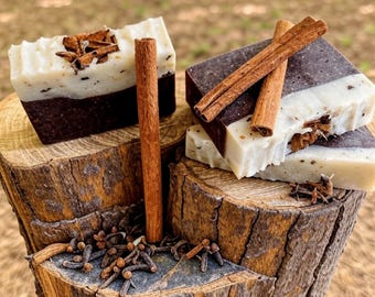 Sabonete vegano artesanal de cravo e canela: totalmente natural, processo a frio